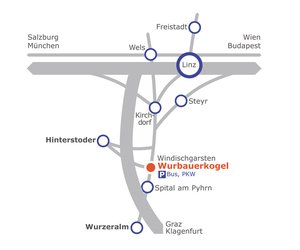 Map showing you the directions to Wurbauerkogel, if you're arriving by car. 