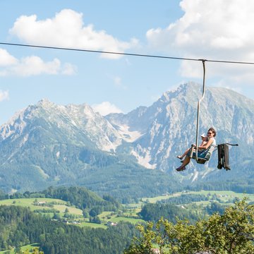 The nostalgic one-person chairlift takes guest onto Adventure Mountain. 